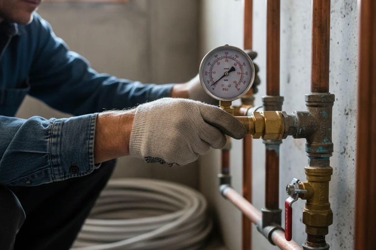 Pressure testing a repaired line during Water Line Repair in Hanceville